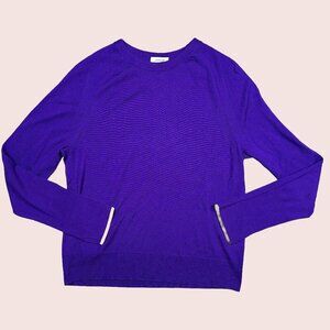 JIGSAW Merino Wool Jumper Sweater Royal Purple Crew Neck Size Medium